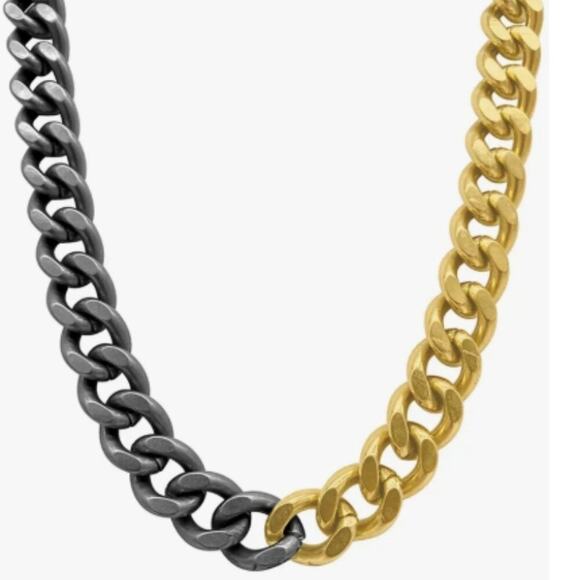 ADORNIA FINE Two-Tone Curb Chain Necklace - Picture 1 of 2